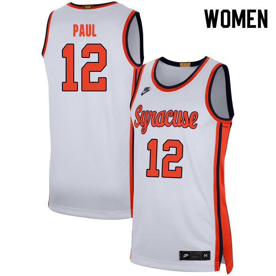 2020 Women #12 Brendan Paul Syracuse Orange College Basketball Jerseys Sale-White